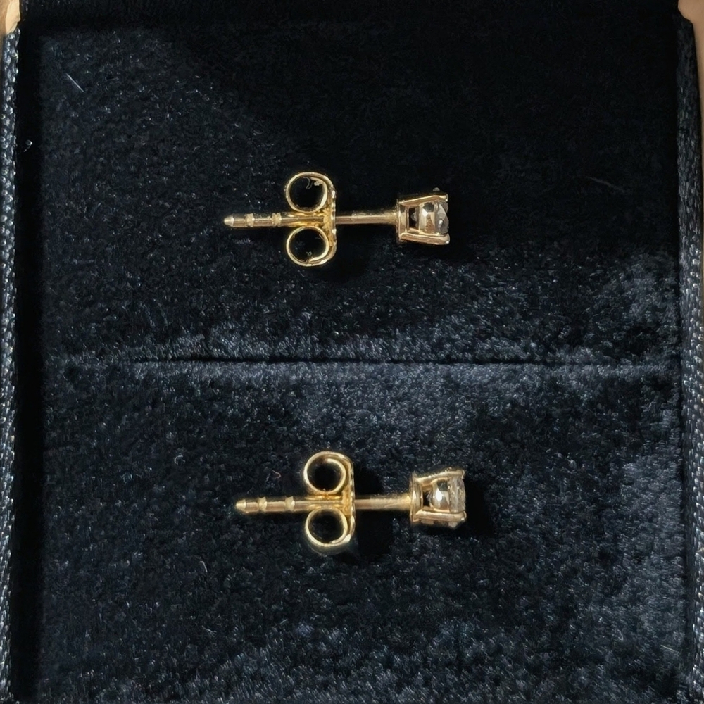 Blue Nile Natural Diamond Stud Earrings in 14k Yellow Gold (1/3 ct. tw.) - Picture 3 of 5